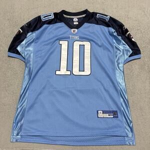 Vtg Reebok NFL Tennessee Titans Vince Young #10 Jersey Light Blue Navy Size 54